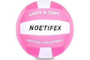 Noetifex Soft Volleyball-Super Soft Fabric Light Volleyball for Indoor Practice Safe and Quiet Kids Youth Beginners House Yard Training Practice Games(Deflated)
