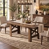 IDEALHOUSE 71" Farmhouse Dining Table for 6-8, Rectangular Kitchen Table | Thick Top and Barn Style Triangular Legs, Large Wooden Dining Room Table, Dinner Table for Dining Room, Apartment, Walnut