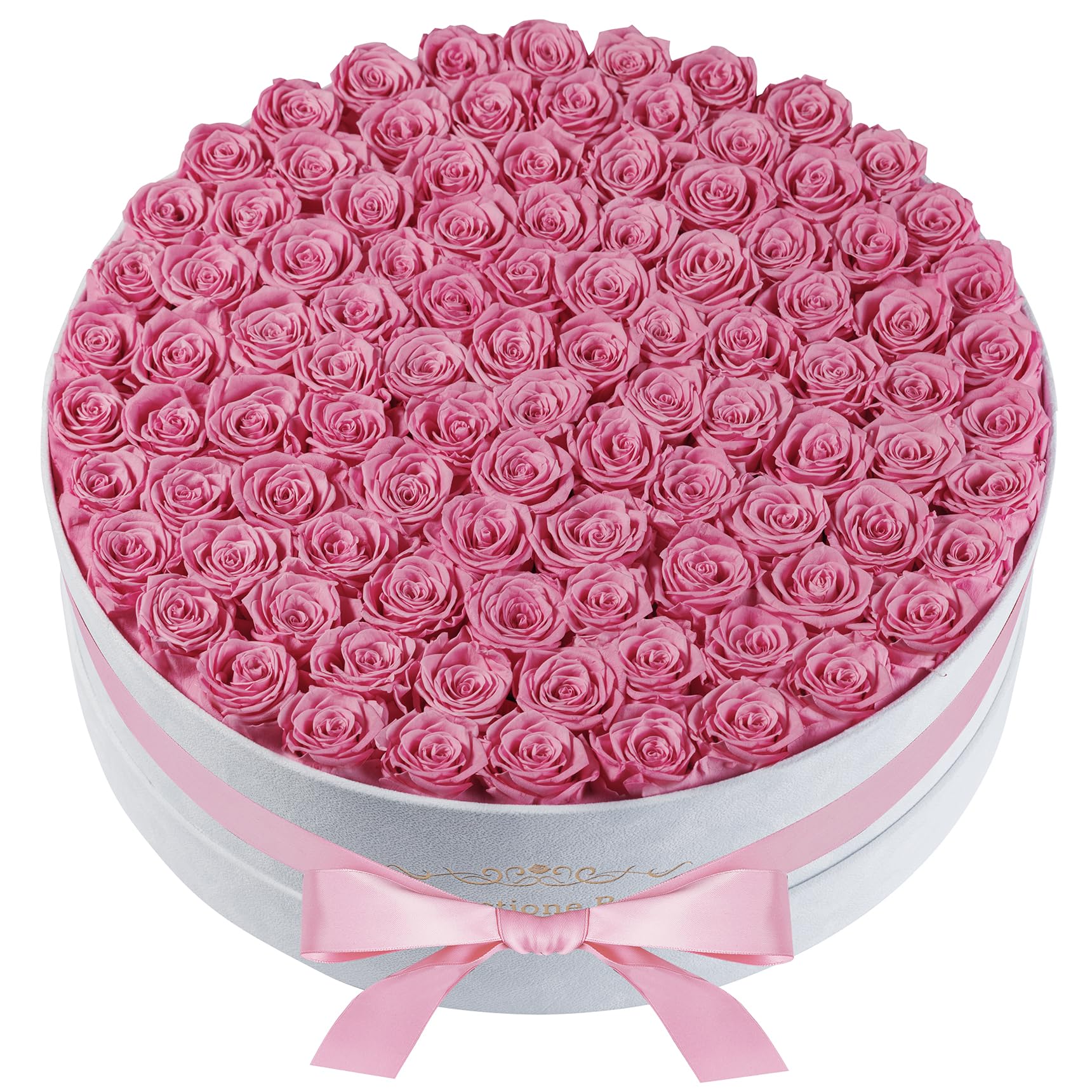 Photo 1 of 100 Piece Roses in a Velvet Box, Flowers for Delivery, Presereved Flowers Birthday Gifts for Women Mom and Wife (Pink)