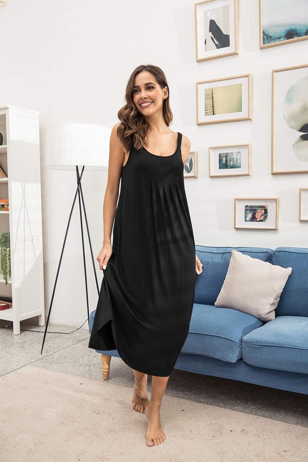 Ekouaer Women's Sleeveless Long Nightgown Summer Full Slip Sleep Dress Soft Nightshirt Chemise Sleepwear Lounge Dresses at  Women’s Clothing store