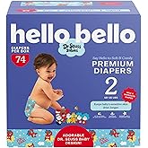 Hello Bello Dr. Seuss Babies Premium Diapers, Size 2, 74 Count: Softness & Protection for Sensitive Skin