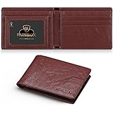 RUNBOX Wallet for Men Slim Leather Bifold RFID Blocking Minimalist Front Pocket Design with Gift Box