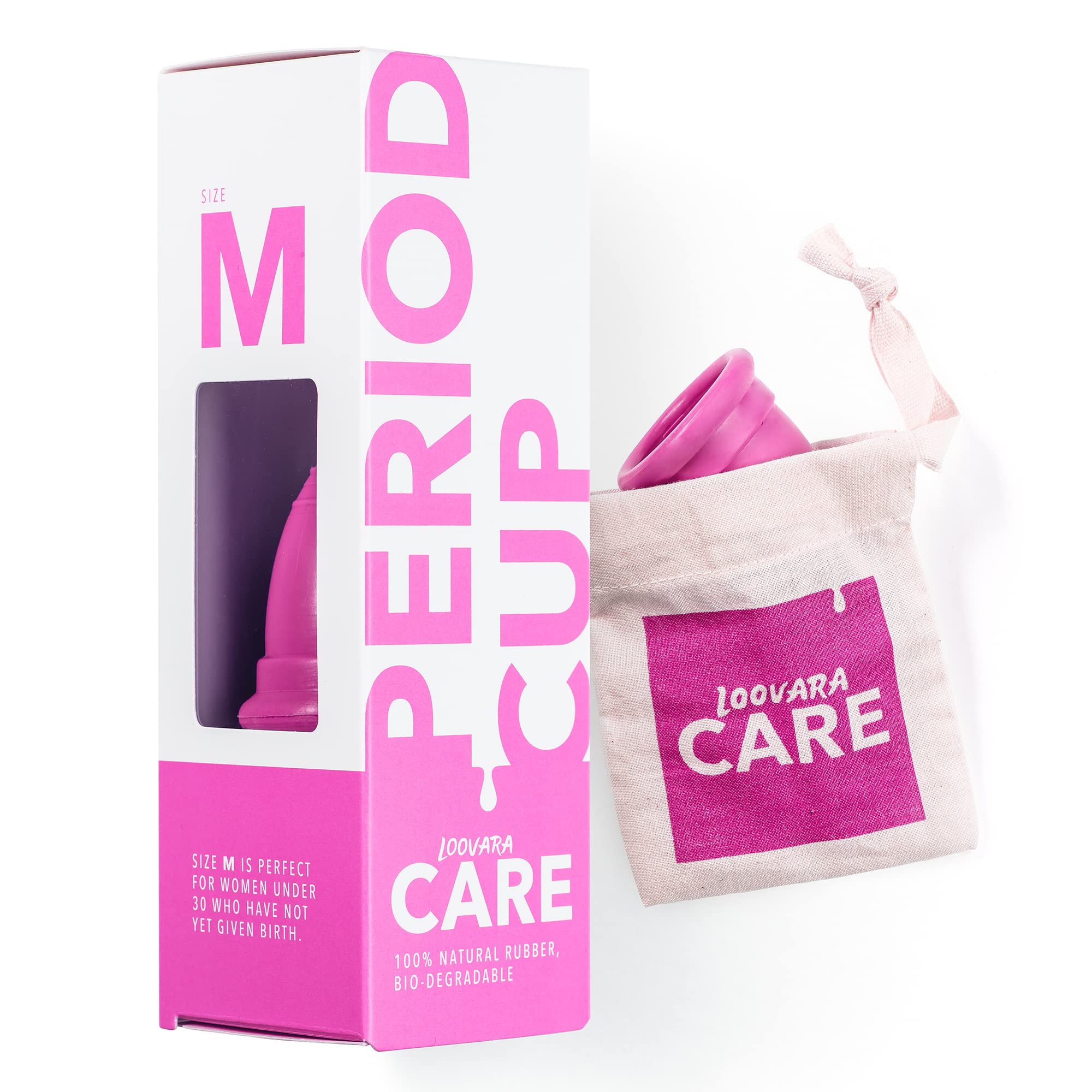 Loovara Menstrual Cup Size M Made of 100% Natural Rubber - Made in Germany - Vegan, Silicone-Free, Bleach-Free, lifespan up to 10 Years.