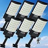 TFKK Solar Street Lights Outdoor, Waterproof Motion Sensor Solar Lights with Remote Control, 6500K Dusk to Dawn Parking Lot Flood Light for Outside Garage Yard, 6 Pack