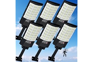 TFKK Solar Street Lights Outdoor, Waterproof Motion Sensor Solar Lights with Remote Control, 6500K Dusk to Dawn Parking Lot Flood Light for Outside Garage Yard, 6 Pack