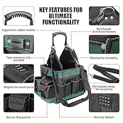 Open Top Tool Bag 15 Inch, Electrician Tool Bag