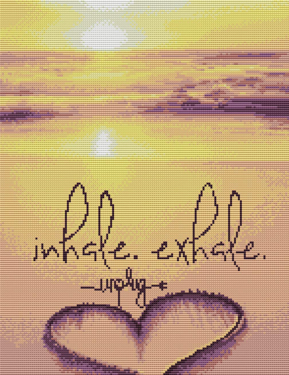 Abillyn Embroidery Cross Stitch Kits Ocean Beach Sunset Love Heart Seashore Scenery Stamped with Printed Pattern Starter Kit (Love)
