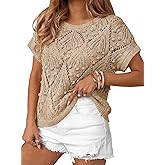 Cakulo Womens Summer Short Sleeve Crochet Sweater Casual Boho Crop Tops 2026 Beach Vacation Clothes Cruise Outfits