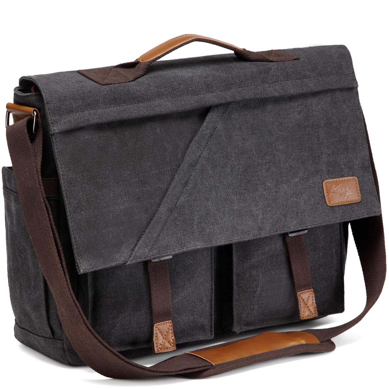 Messenger Bag for Men, Water Resistant Waxed Canvas Laptop Shoulder