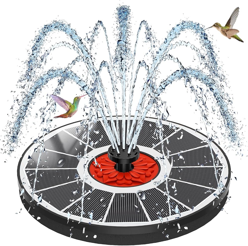 SZMP Solar Fountain Glass Panel 7 Nozzles 3.5W Bird Bath Pump Garden Pond