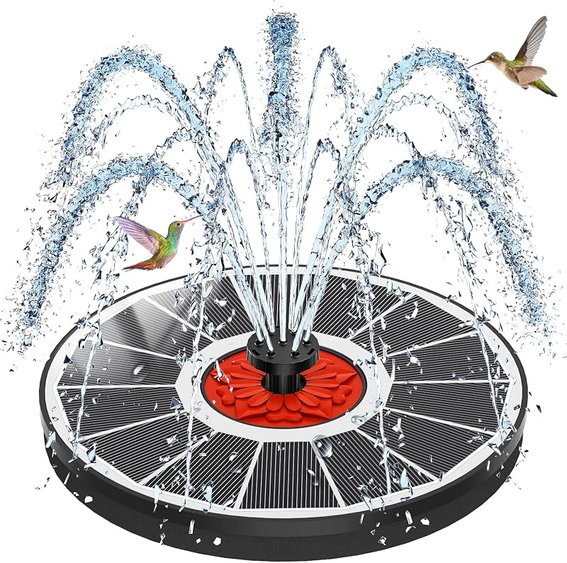 SZMP Solar Fountain Glass Panel 7 Nozzles 3.5W Bird Bath Pump Garden Pond