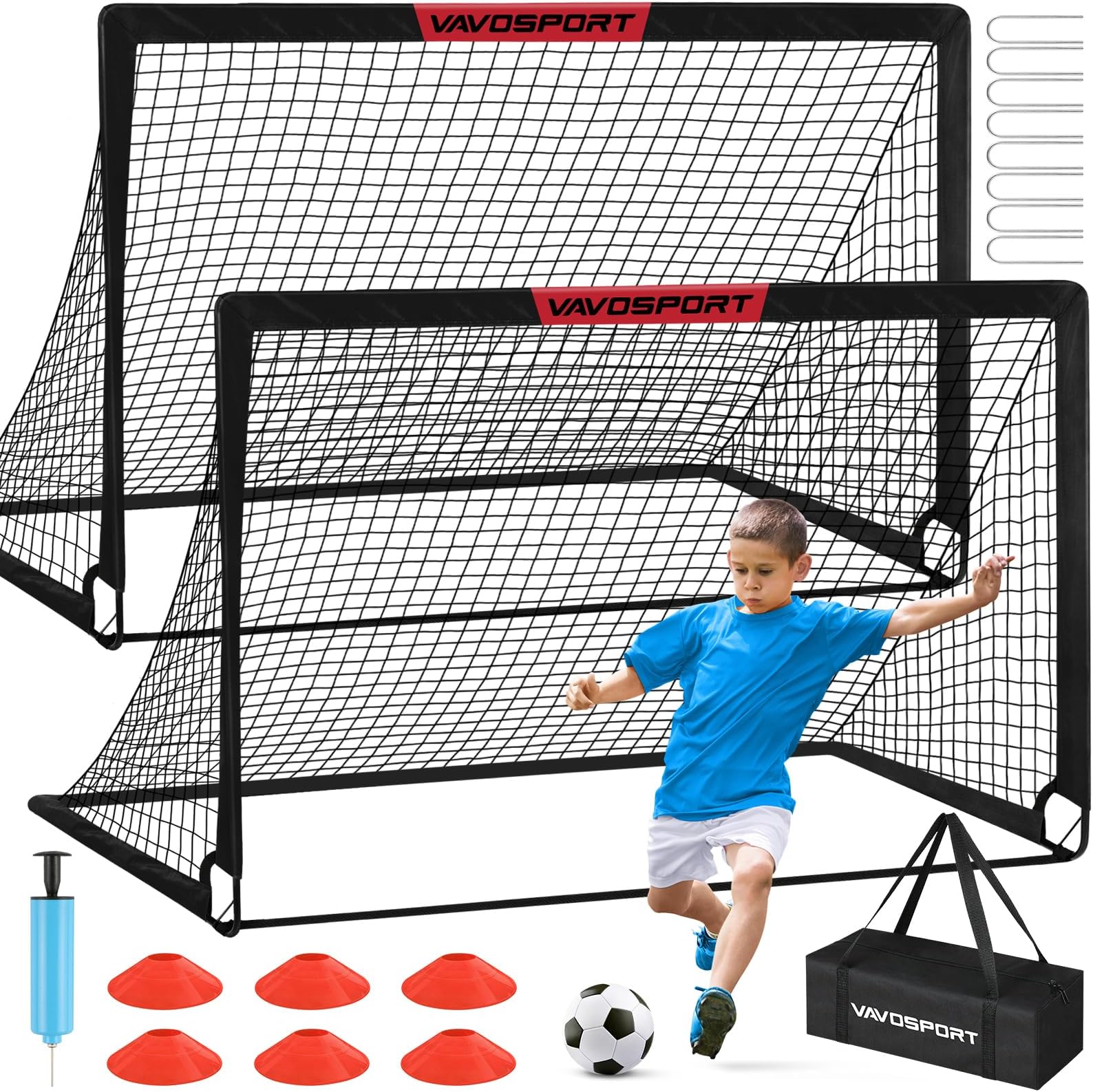 Kids Soccer Goals for Backyard Set 2 of 6x4 ft Portable Soccer Goal