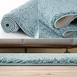 THE RUGS Living Room Shag Rug 80x150 cm Duckegg Blue 30 mm Thick view 4