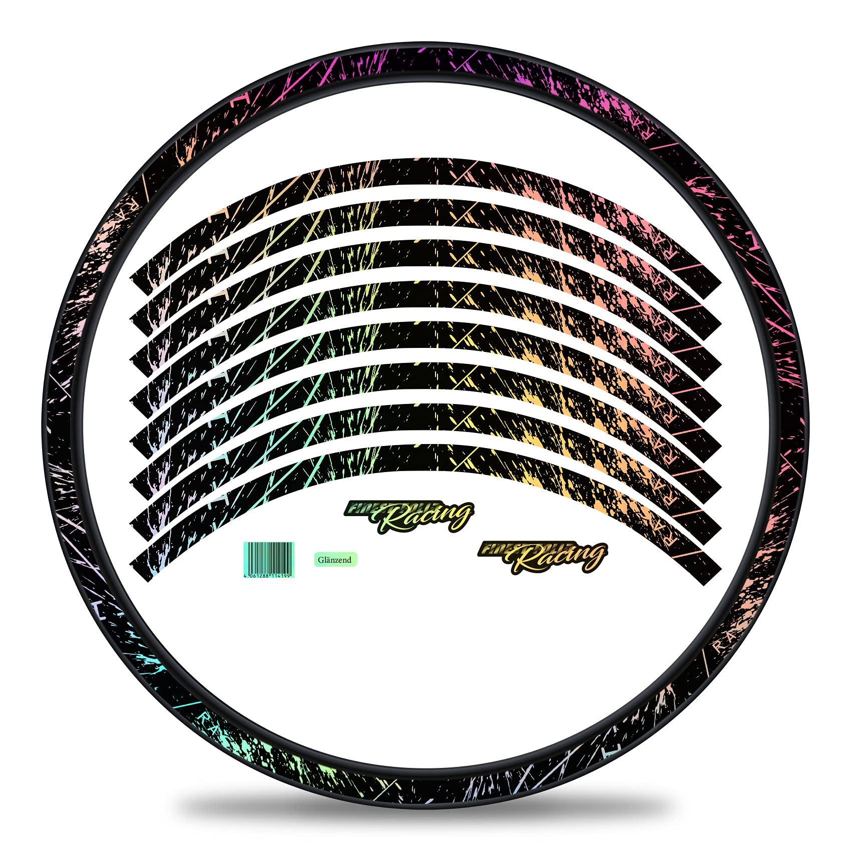 Finest Folia Set of 16 Wheel Rim Stickers for Bicycle Rims in Racing Design Complete Set for 27 Inch / 29 Inch for E-Bike Road Bike Mountain Bike MTB Balance Bike RX024 (Hologram Silver, Gloss)