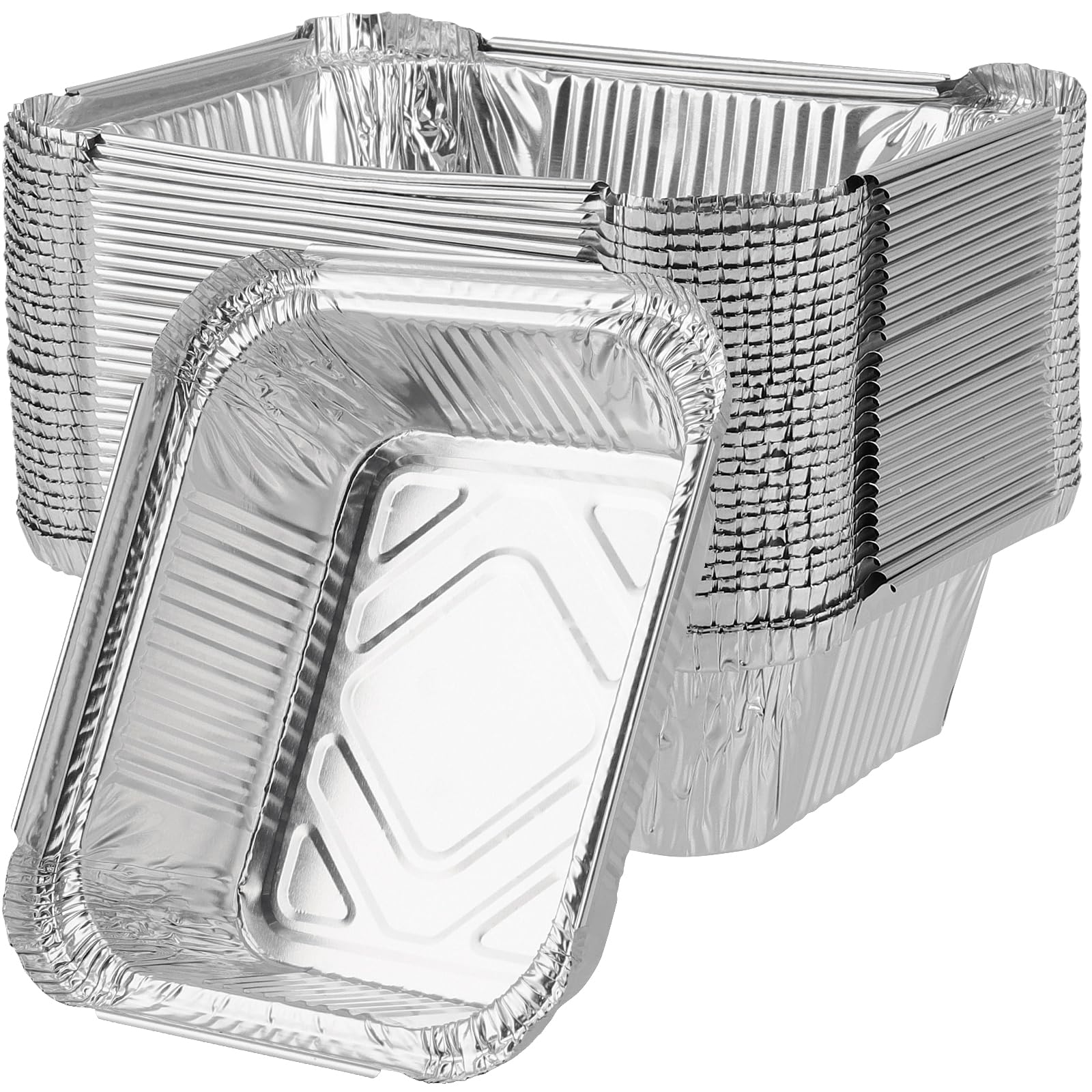PUCSIQ 30 x 400 ml aluminium trays, drip trays, square aluminium bowls, 400 ml, aluminium foil, without lid, aluminium trays for barbecue, cakes, fruit and vegetables, 14.5 x 12 x 5.5 cm