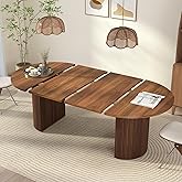 41 in-78 in Extendable Dining Room Table for 4-8, Round Expandable Kitchen Table with Fluted Base, Modern Farmhouse Oval Dinner Tables for Dining Room Kitchen Living Room (Walnut)