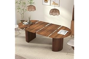 WESELON 41 in-78 in Extendable Dining Room Table for 4-8, Round Expandable Kitchen Table with Fluted Base, Modern Farmhouse Oval Dinner Tables for Dining Room Kitchen Living Room (Walnut)