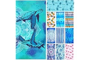 Genovega Microfiber Lightweight Thin Beach Towel Compact Oversized Quick Dry Sandproof Towels Sand Free Swim Camping Pool Clearance Travel Essentials Accessories Vacation Women Men Adults Blue Turtle