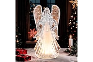 Yinns Christmas Angel Figurines, 12 Inch Trumpet Angel Figurines, Christmas Light Up Angel with Wings and Trumpet, Tabletop Decor for Xmas Decoration Indoor Home Party Supplies