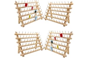 New brothread 4X60 Spools Wooden Thread Rack/Thread Holder Organizer with Hanging Hooks for Embroidery Quilting and Sewing Threads