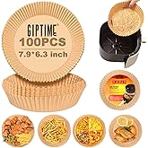 100pcs Air Fryer Disposable Paper Liner, Non-Stick Disposable Air Fryer Liners, Baking Paper for Air Fryer Oil-Proof, Water-P