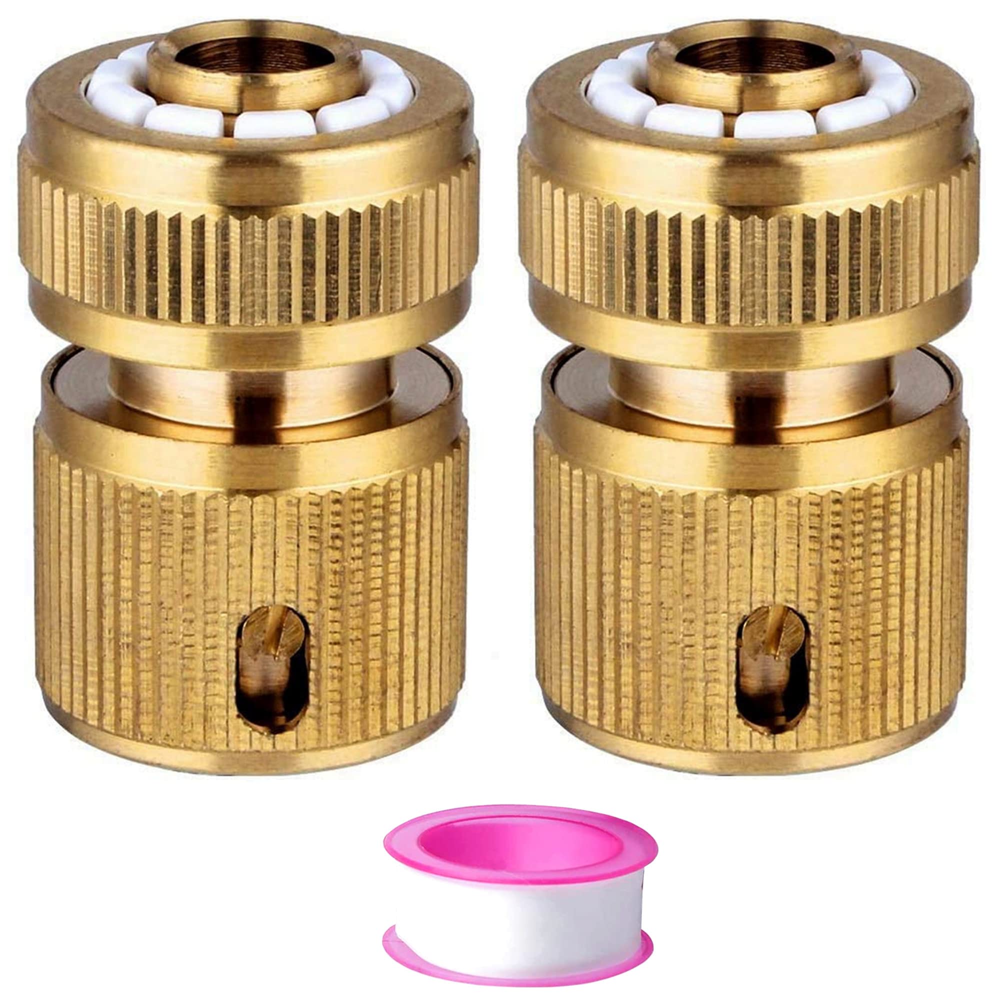 CZSYZCZS 2PCS Brass Hose End Quick Connect Fitting 1/2" Hose Pipe Quick Connector-Tap Adaptors Connectors for Watering, Gardening, Car Washing