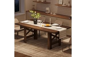 Garvee Wooden Farmhouse Dining Table for 6-8, Heavy Duty Large Kitchen Table, 70.87" Long Rectangular Dining Room Tables with