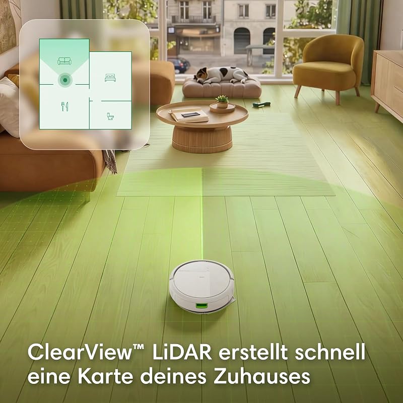 Roomba® 115 Combo Saug- und Wischroboter + AutoEmpty™ Dock, 15k Pa Saugleistung, Bürsten und Wischpad reichen, Navigation mit Clearview™ LiDAR, Weiß