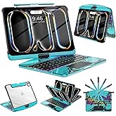 SIBEITU Keyboard Case for iPad Pro 11 Inch M5 2025 / M4 2024, Clear Wireless Keyboard iPad Pro 11inch Cover with Multi-Touch Trackpad, 7-Color Backlight & 3-Brightness, Visible PCB Tech Design, Blue