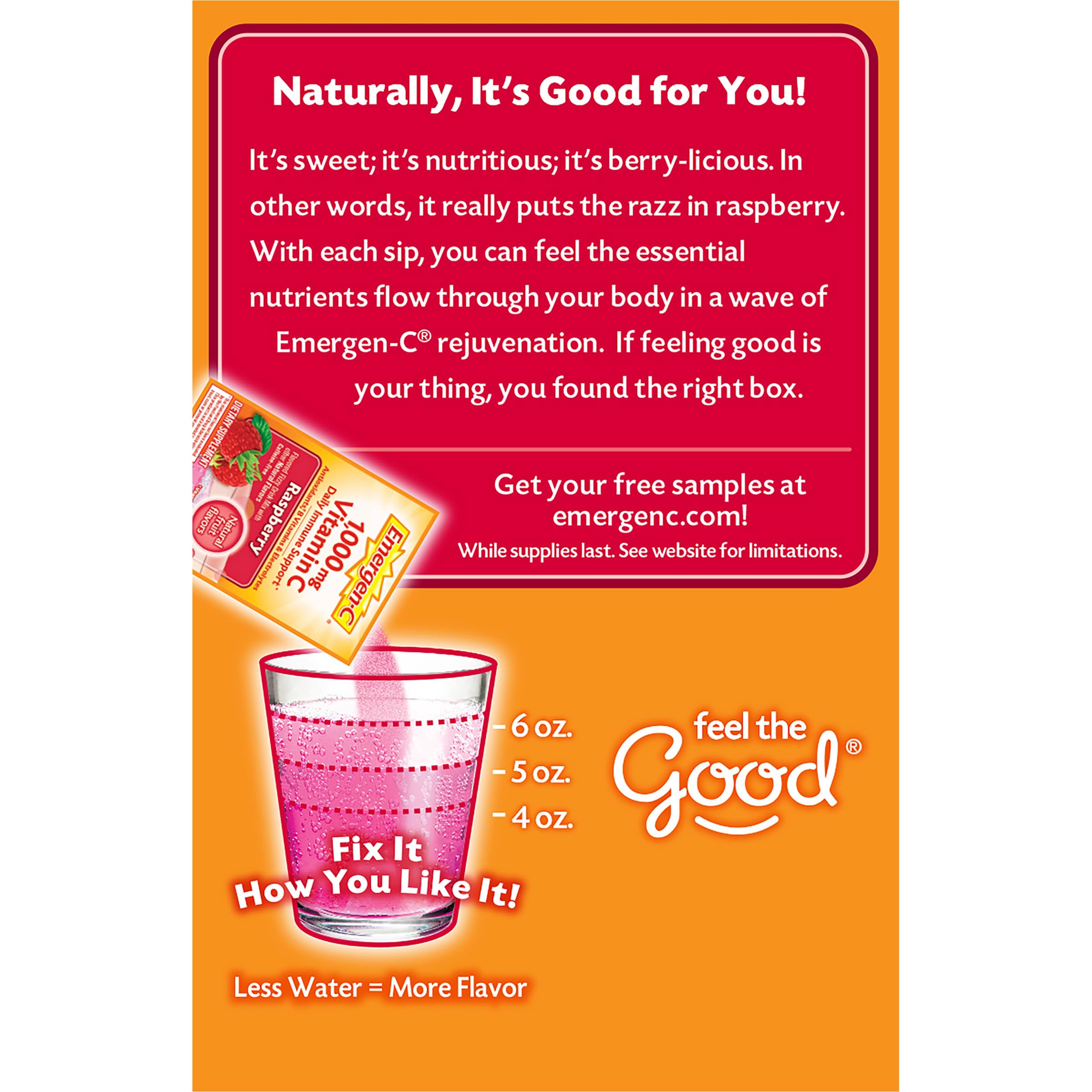 Emergen-C 1000mg Vitamin C Immune Support Powder Raspberry 30CT includes Zinc, Manganese, 7 B Vitamins and Electrolytes for Back to School Essentials