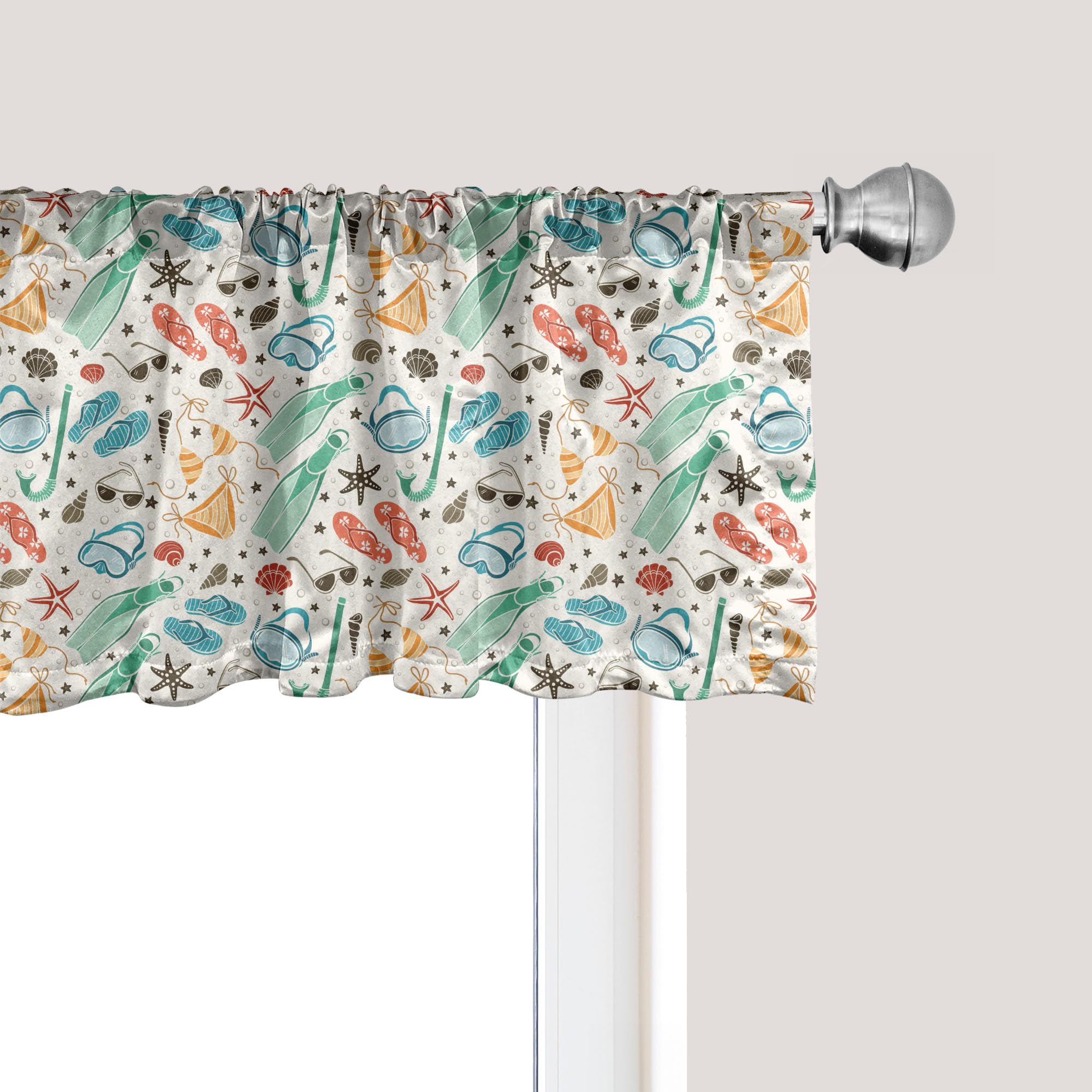 Ambesonne Summer Window Valance, Continuous Beach