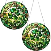 2 Pack Lucky Irish Shamrock Gift,Saint Patrick’s Day Ornament,Good Luck,Spiritual Gifts for Women, Mom, Family, Friends, Acrylic Window Suncatcher Hanging Decorations