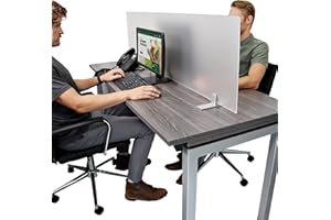 Obex Acrylic Free Standing Screen, Divider for Desk Privacy Home & Office Partitions for Table Top Workstation, Portable Cubicle Panel for Work, 18" X 48", Frosted