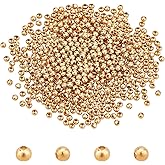 UNICRAFTALE 500pcs Golden 304 Stainless Steel Round Spacer Metal Beads - Tiny Smooth Beads for Jewelry Making - About 3mm in Diameter