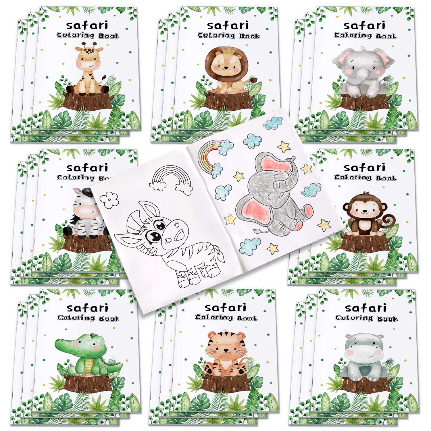 Heboland 24 Pcs Mini Colouring Books for Kids, A6 Paper Size Small Colouring Book with DIY Fun Animal Designs for Party Bags Favours