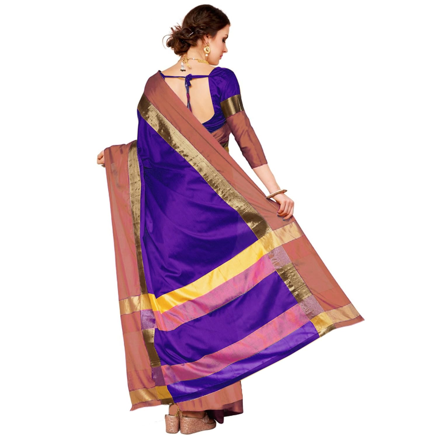 anni designer women's sarees cotton saree with blouse piece (pack of 2)