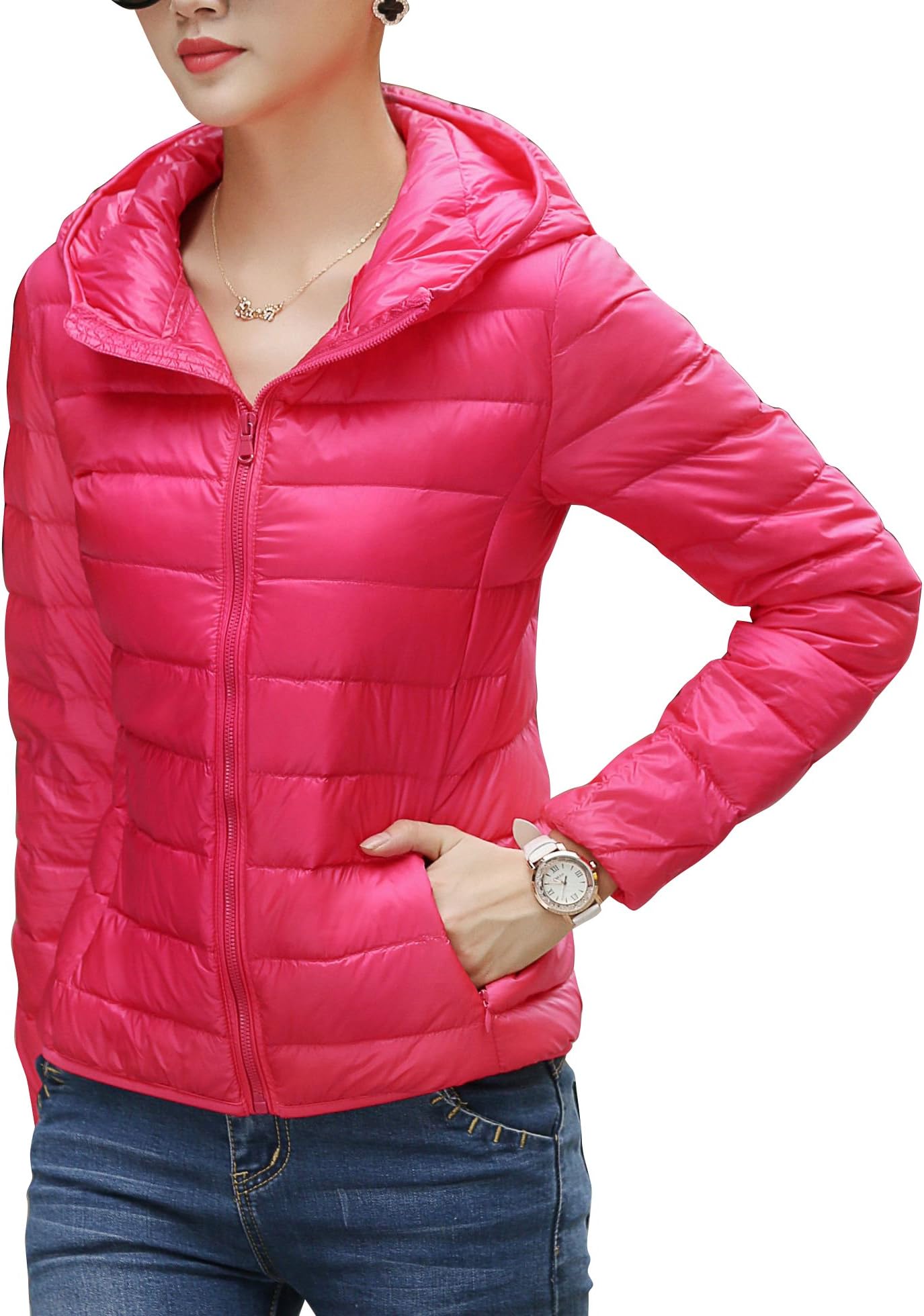 CHERRY CHICK Women's Ultralight Packable Winter Puffer Down Jacket with Hood