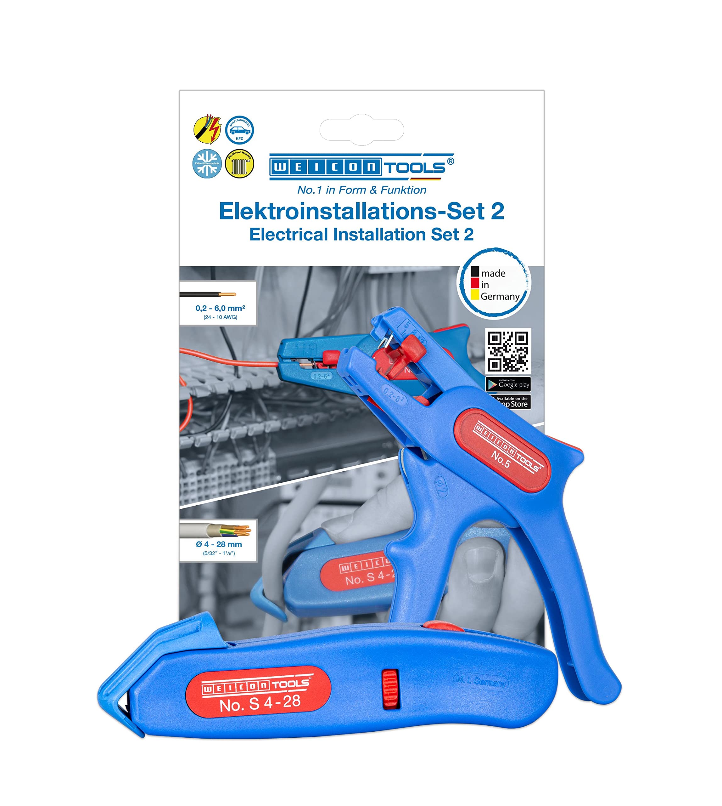 WEICON Electrical Installation Set 2 |Wire Stripper No. 5 | Cable Stripper No. S 4-28