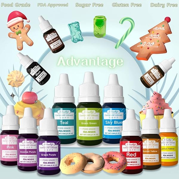 12 COLORS FOOD COLORING, IDEALLIFE FOOD GRADE VIBRANT CAKE FOOD COLORING SET FOR BAKING DECORATING FONDANT AND COOKING – UPGRADED LIQUID CONCENTRATED ICING FOOD COLOR DYE FOR SLIME MAKING DIY CRAFTS