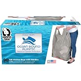 Hippo Sak - Tall Kitchen Garbage Bags with Ergonomic Handles - 13 Gallon Trash Bags Made from Recycled Ocean Bound Plastic - Super Strong and Leak Proof Tall Kitchen Trash Bags (90 Count)