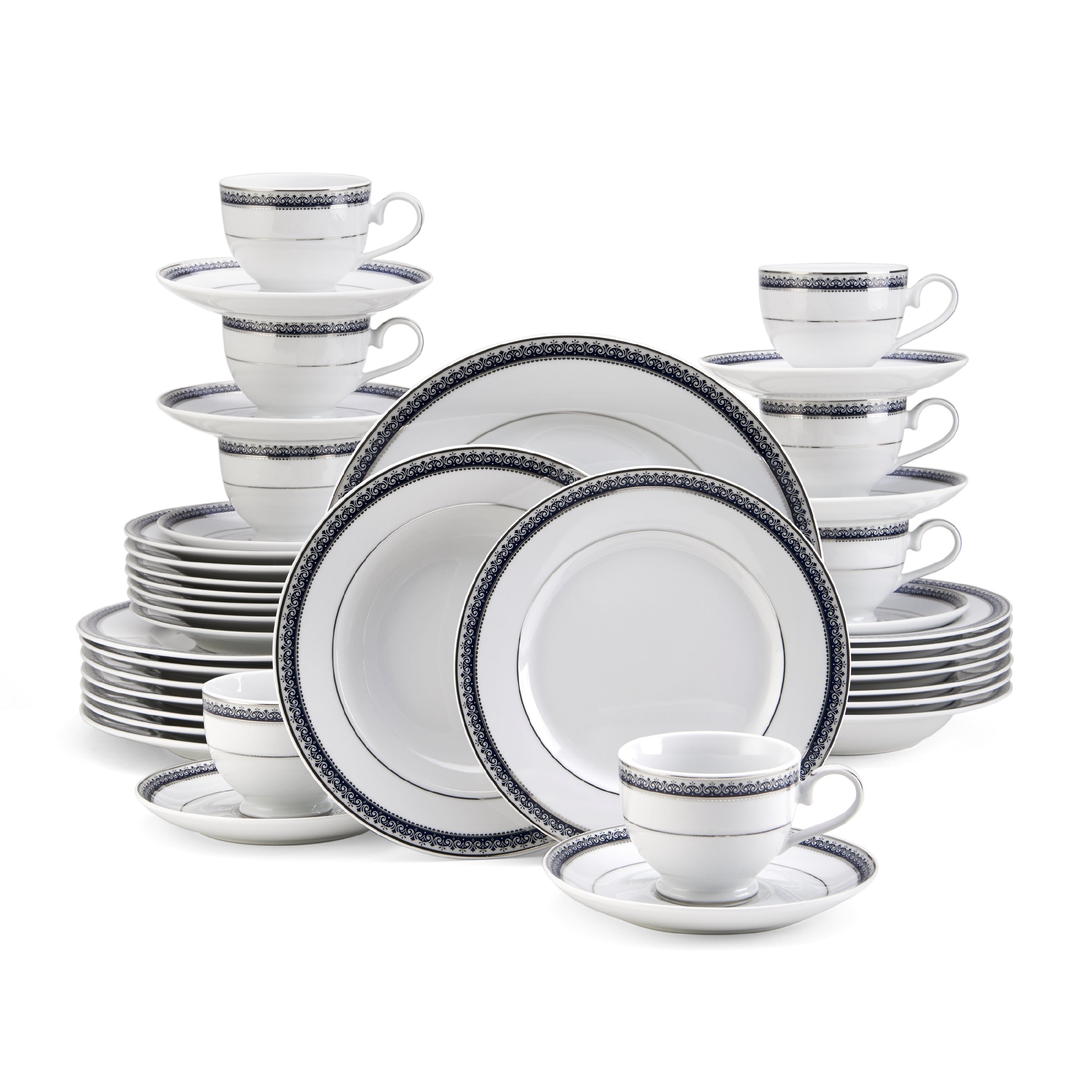 Mikasa Platinum Crown Cobalt 40Piece Dinnerware Set, Service for 8