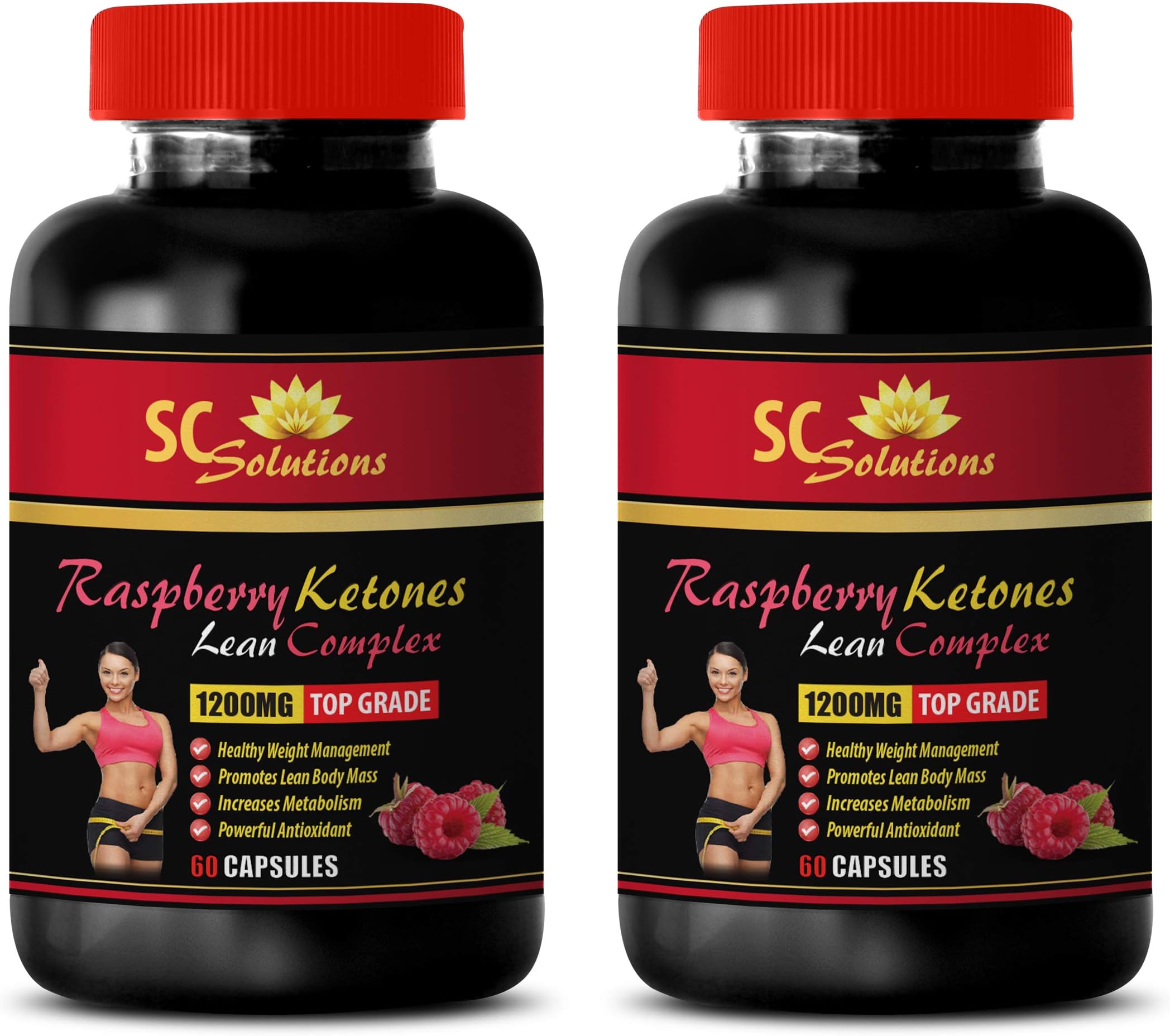 Metabolism Booster Plus Energy for Weight Loss - Raspberry Ketones Lean Complex 1200MG - TOP Grade - Raspberry Ketone for Weight Loss - 2 Bottles (120 Capsules)
