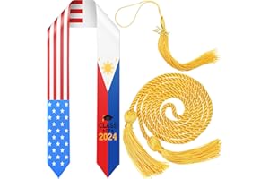 Thiccywoov Graduation Stole Class of 2024 Graduation Sash with Cap Tassel Gold Graduation Cords for International Students