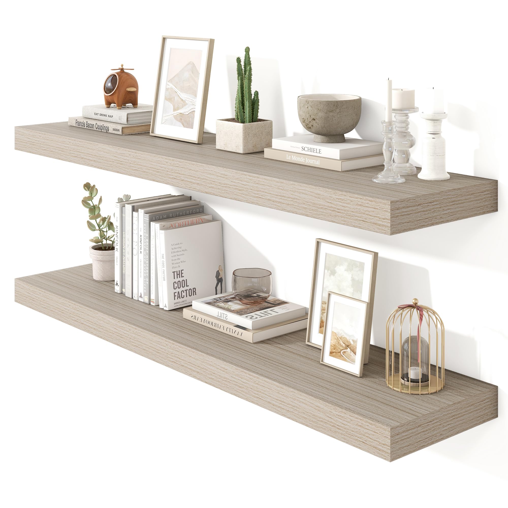 Photo 1 of *** MINOR SCRATCH A ND DAMAGE TO CORNER *** Heimlove Floating Shelves for Wall 48 Inch Long,Extra Large and Thick Wood Shelves Mounted Storage Hanging Shelf Invisible Bracket for Bedroom,Living Room,Kitchen,Office,Set of 2,Grey