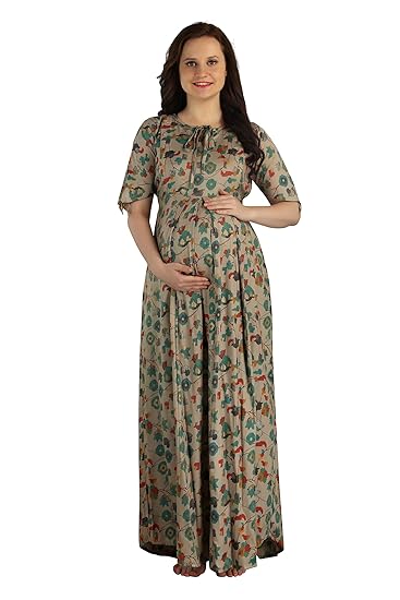 Womens Printed Long Maternity Nightdress