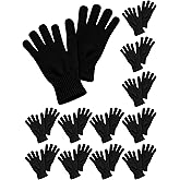 12 Pairs Winter Gloves, Adult Warm Knit Unisex Stretchy Bulk Pack Mens Womens Magic Glove