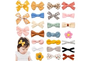 Sofier 24pcs Baby Hair Clips, Fully Lined Toddler Hair Clips, Baby Girl Bows, Non Slip Baby Barrettes for Fine Hair, Hair Accessories for Infant Kids, 24 Count