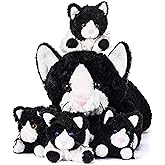 IKASA Mommy Cat Stuffed Animal Mom and Baby Plush Toy,Cute 16" Soft Cuddly Huggable Toys with Little Mini Babies Kitten,Gifts for Kids Girls Boys