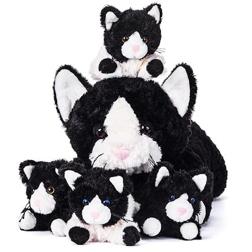 IKASA Mommy Cat Stuffed Animal Mom and Baby Plush Toy,Cute 16 Soft Cuddly Huggable Toys with Little Mini Babies Kitten,Gifts for Kids Girls Boys in Dubai - UAE Whizz Stuffed Animals