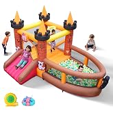 Inflatable Bounce House for Kid 3-8: Jump Bouncy House Castle with Slide - Blow Up Bouncer with 480W Blower for Toddler Outdoor Indoor Play
